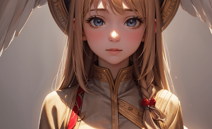 Жертвоприношения Изображение ангела с длинными светлыми волосами, золотым нимбом и большими крыльями.